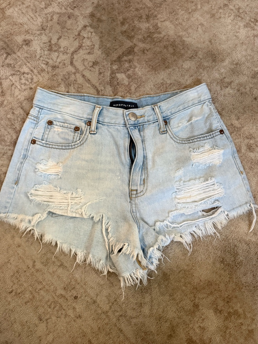 Aeropostale Light Blue Distressed Denim Cutoff Shorts